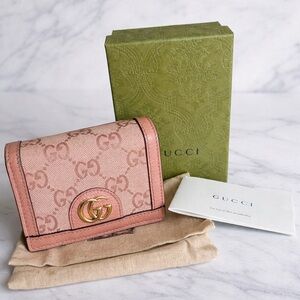 NWOT GUCCI Ophidia GG Card Case Wallet Pink